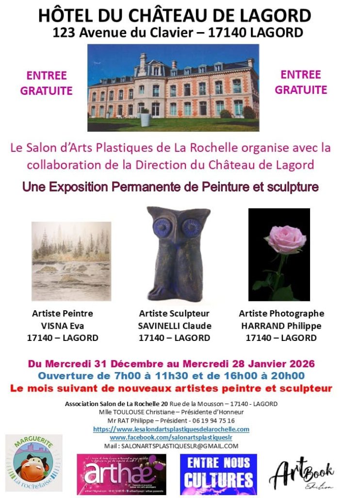 Affiche de l'exposition au Château de Lagord du 31 décembre 2025 du 28 janvier 2026